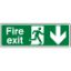 Sign - Fire Exit Down Self Adhesive Vinyl 30 x 10cm White On Green