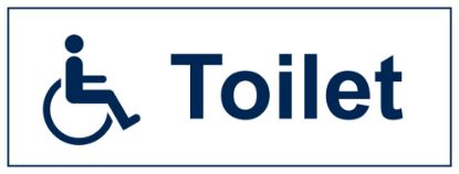 Sign - Disabled (Toilets) Self Adhesive Vinyl 30 x 10cm Blue On White