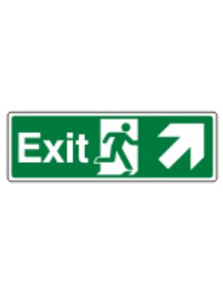 Sign - Exit Up Right Self Adhesive Vinyl 30 x 10cm White On Green