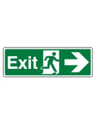 Sign - Exit Right Self Adhesive Vinyl 30 x 10cm White On Green