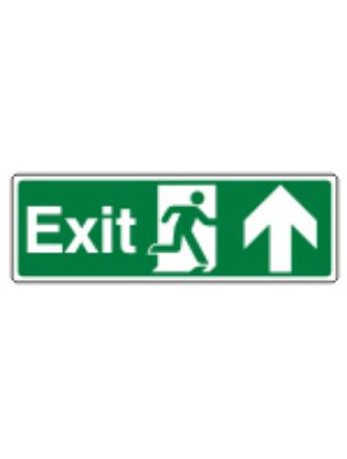 Sign - Exit Up Self Adhesive Vinyl 30 x 10cm White On Green