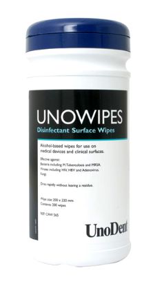 Wipes (Unowipes) Alcohol Based (Unodent) Tub x 200