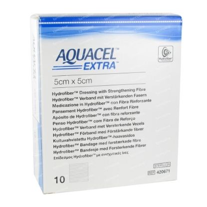 Aquacel Ag Hydrofiber Wound Dressing 5cm x 5cm x 10
