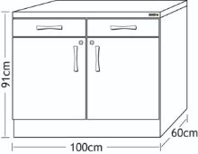 Cabinet Drawerline Beech 100cm With Grey Worktop