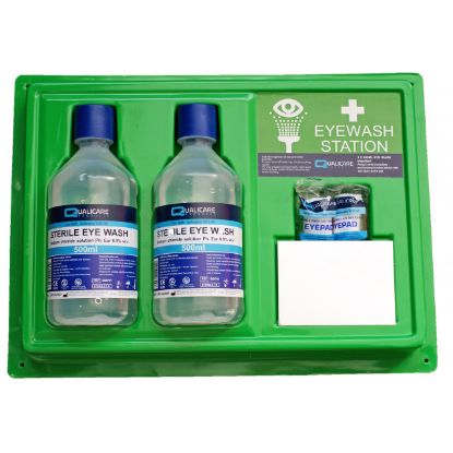 Eye Wash Station Wall Mounted 2 x 500ml Bottles With Mirror