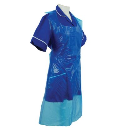 Apron Polythene Blue Extra Long Heavy Duty x 50