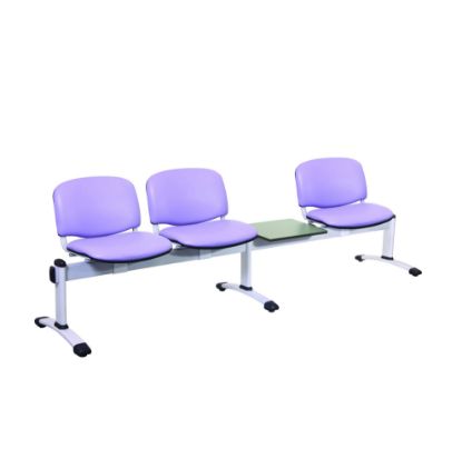 3 Seat/1 Table Venus Visitor Modular Chair, Vinyl Anti-Bacterial Upholstery