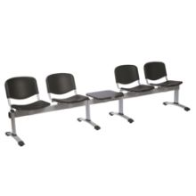 Chair Visitor Venus Modular 4 Seat/1 Table Moulded Plastic Black